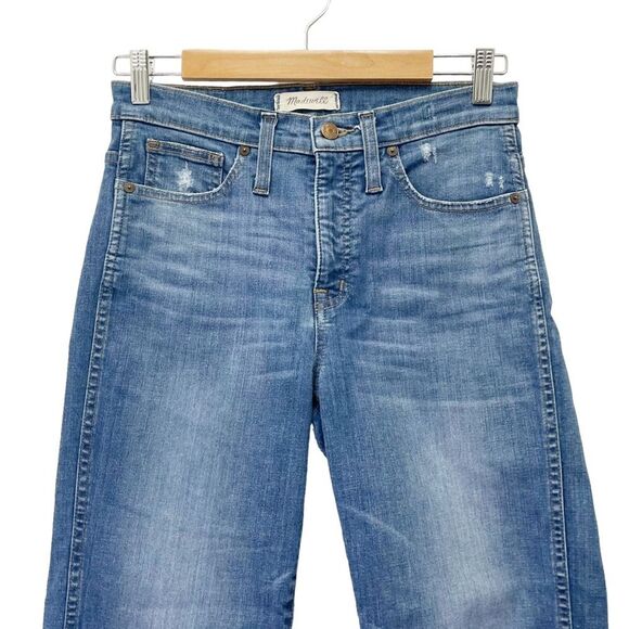 Madewell Slim Straight Jeans: Knee-Rip Edition in Forster Wash Size 27 Tall | 4T - Picture 5 of 14